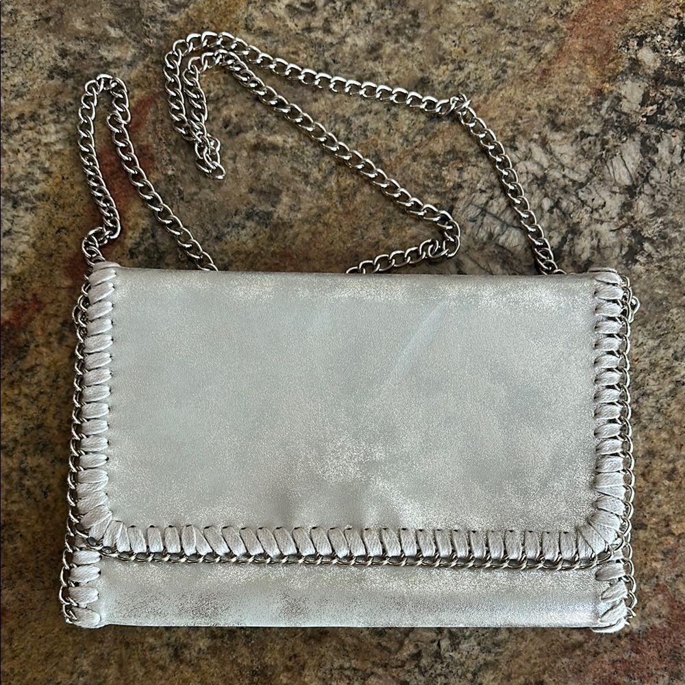 Chelsea28 Silver Crossbody Bag with Chain Strap